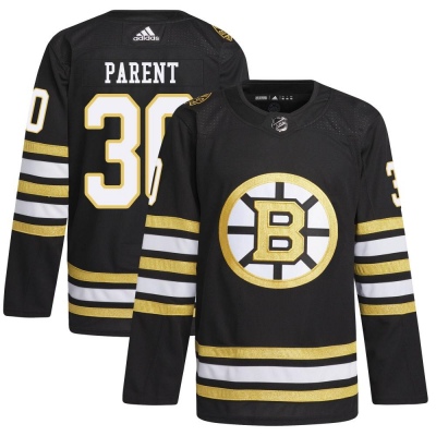 Men's Bernie Parent Boston Bruins Adidas 100th Anniversary Primegreen Jersey - Authentic Black