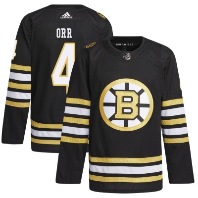Men's Bobby Orr Boston Bruins Adidas 100th Anniversary Primegreen Jersey - Authentic Black
