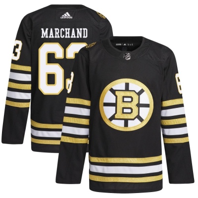 Men's Brad Marchand Boston Bruins Adidas 100th Anniversary Primegreen Jersey - Authentic Black