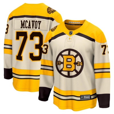 Men's Charlie McAvoy Boston Bruins Fanatics Branded Breakaway 100th Anniversary Jersey - Premier Cream