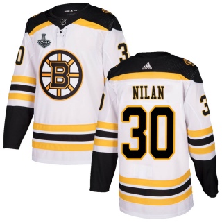 Men's Chris Nilan Boston Bruins Adidas Away 2019 Stanley Cup Final Bound Jersey - Authentic White
