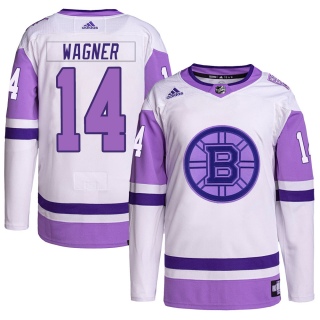 Men's Chris Wagner Boston Bruins Adidas Hockey Fights Cancer Primegreen Jersey - Authentic White/Purple