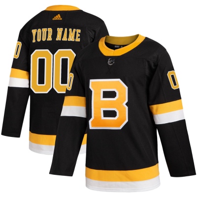 Men's Custom Boston Bruins Adidas Custom Alternate Jersey - Authentic Black