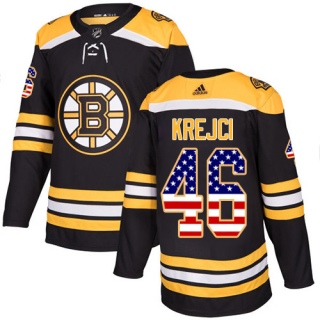 Men's David Krejci Boston Bruins Adidas USA Flag Fashion Jersey - Authentic Black
