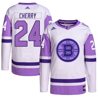 Men's Don Cherry Boston Bruins Adidas Hockey Fights Cancer Primegreen Jersey - Authentic White/Purple