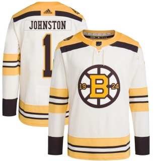 Men's Eddie Johnston Boston Bruins Adidas 100th Anniversary Primegreen Jersey - Authentic Cream