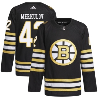 Men's Georgii Merkulov Boston Bruins Adidas 100th Anniversary Primegreen Jersey - Authentic Black