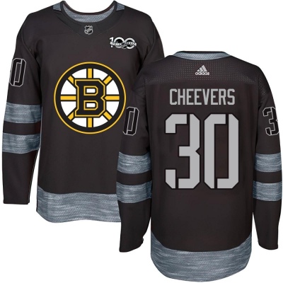 Men's Gerry Cheevers Boston Bruins 1917- 100th Anniversary Jersey - Authentic Black
