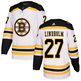 Men's Hampus Lindholm Boston Bruins Adidas Away Jersey - Authentic White