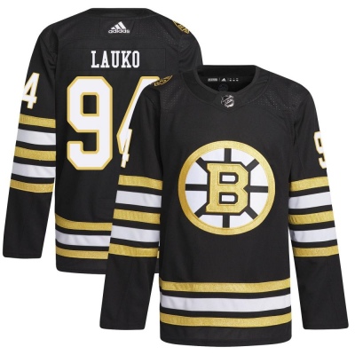 Men's Jakub Lauko Boston Bruins Adidas 100th Anniversary Primegreen Jersey - Authentic Black