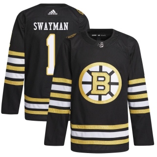 Men's Jeremy Swayman Boston Bruins Adidas 100th Anniversary Primegreen Jersey - Authentic Black