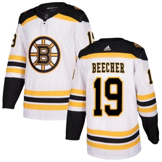 Men's Johnny Beecher Boston Bruins Adidas Away Jersey - Authentic White