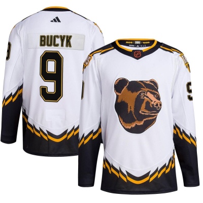 Men's Johnny Bucyk Boston Bruins Adidas Reverse Retro 2.0 Jersey - Authentic White