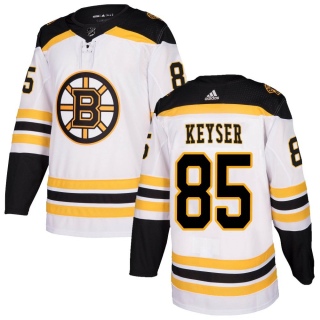Men's Kyle Keyser Boston Bruins Adidas Away Jersey - Authentic White