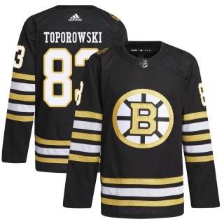 Men's Luke Toporowski Boston Bruins Adidas 100th Anniversary Primegreen Jersey - Authentic Black