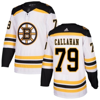 Men's Michael Callahan Boston Bruins Adidas Away Jersey - Authentic White