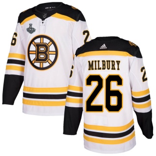 Men's Mike Milbury Boston Bruins Adidas Away 2019 Stanley Cup Final Bound Jersey - Authentic White