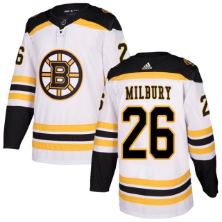 Men's Mike Milbury Boston Bruins Adidas Away Jersey - Authentic White