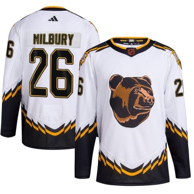 Men's Mike Milbury Boston Bruins Adidas Reverse Retro 2.0 Jersey - Authentic White