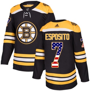 Men's Phil Esposito Boston Bruins Adidas USA Flag Fashion Jersey - Authentic Black