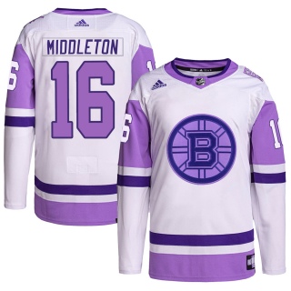 Men's Rick Middleton Boston Bruins Adidas Hockey Fights Cancer Primegreen Jersey - Authentic White/Purple