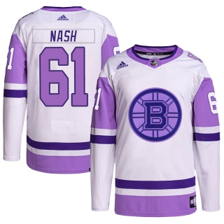Men's Rick Nash Boston Bruins Adidas Hockey Fights Cancer Primegreen Jersey - Authentic White/Purple