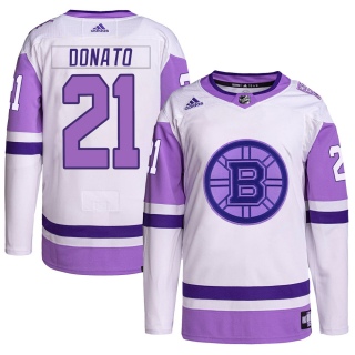 Men's Ted Donato Boston Bruins Adidas Hockey Fights Cancer Primegreen Jersey - Authentic White/Purple