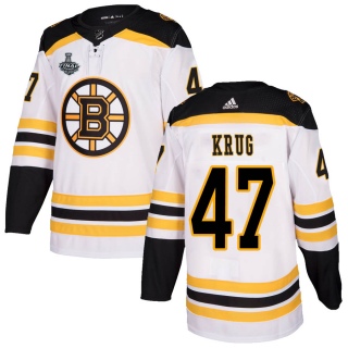 Men's Torey Krug Boston Bruins Adidas Away 2019 Stanley Cup Final Bound Jersey - Authentic White
