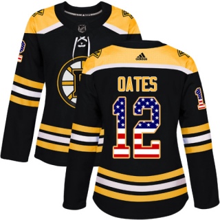 Women's Adam Oates Boston Bruins Adidas USA Flag Fashion Jersey - Authentic Black