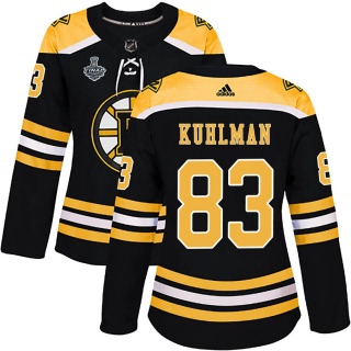 Women's Karson Kuhlman Boston Bruins Adidas Home 2019 Stanley Cup Final Bound Jersey - Authentic Black