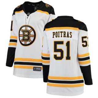 Women's Matthew Poitras Boston Bruins Fanatics Branded Away Jersey - Breakaway White