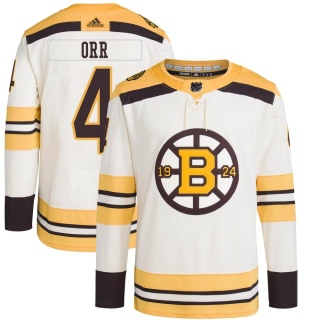 Youth Bobby Orr Boston Bruins Adidas 100th Anniversary Primegreen Jersey - Authentic Cream