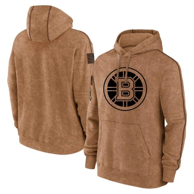 Youth Boston Bruins 2023 Salute to Service Club Pullover Hoodie - Brown