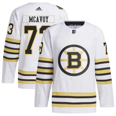 Youth Charlie McAvoy Boston Bruins Adidas 100th Anniversary Primegreen Jersey - Authentic White