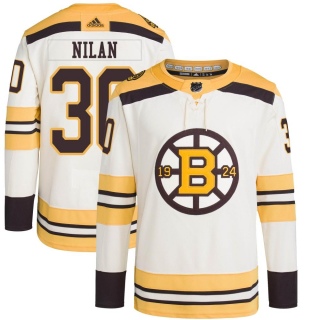 Youth Chris Nilan Boston Bruins Adidas 100th Anniversary Primegreen Jersey - Authentic Cream