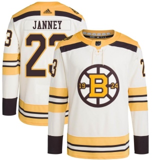 Youth Craig Janney Boston Bruins Adidas 100th Anniversary Primegreen Jersey - Authentic Cream
