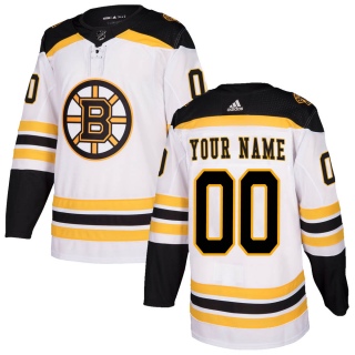 Youth Custom Boston Bruins Adidas Custom Away Jersey - Authentic White