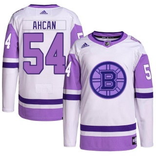 Youth Jack Ahcan Boston Bruins Adidas Hockey Fights Cancer Primegreen Jersey - Authentic White/Purple