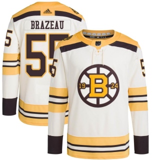 Youth Justin Brazeau Boston Bruins Adidas 100th Anniversary Primegreen Jersey - Authentic Cream
