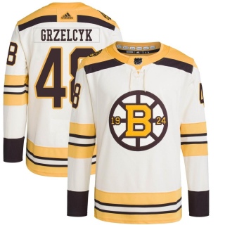 Youth Matt Grzelcyk Boston Bruins Adidas 100th Anniversary Primegreen Jersey - Authentic Cream