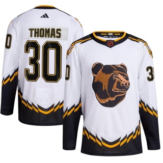Youth Tim Thomas Boston Bruins Adidas Reverse Retro 2.0 Jersey - Authentic White